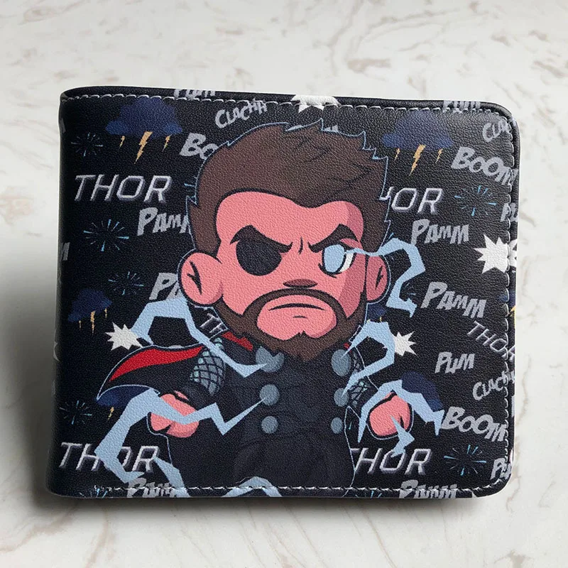 Marvel Men Wallet Q Version Captain America SpiderMan Wallet Men Comic Version Super Heroes Wallet Women with Card Holder Wallet