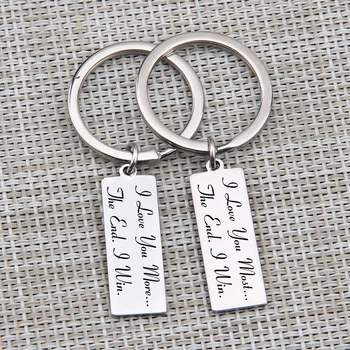 

1 Pair Keychain Gift For Couple Men Women I Love You More/Most Keychain Set Jewelry Birthday Valentine's Day Key Fob Hand Stamp