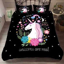 Комплект постельного белья с изображением единорога из мультфильма; Комплект постельного белья для девочек; Комплект постельного белья и наволочки для близнецов