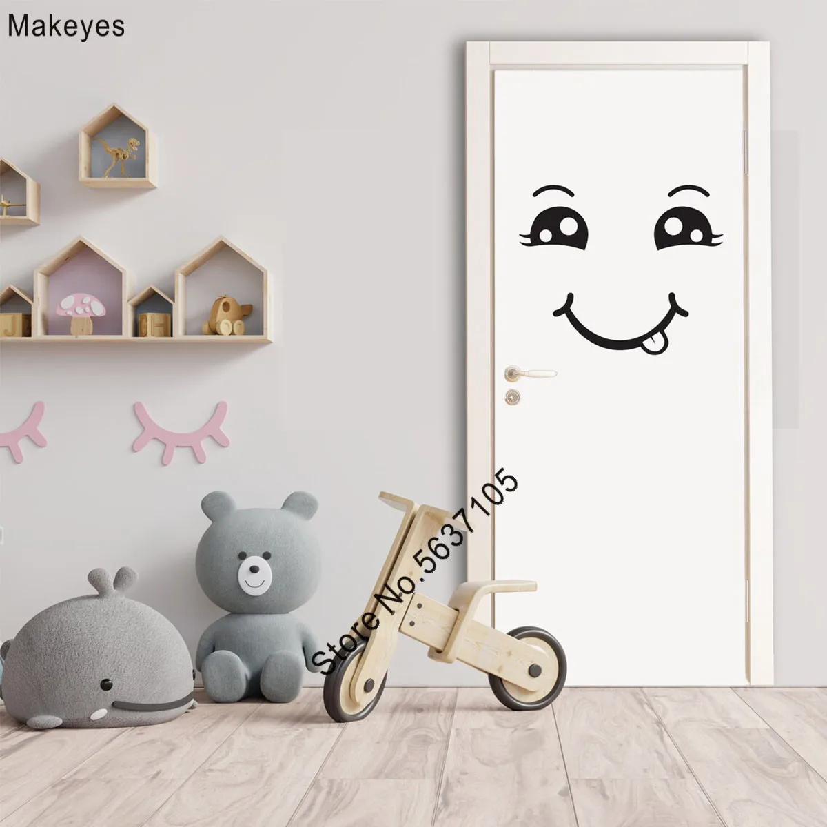 Makeyes Smile Face Wall Sticker Vinile Cute Face Design Wall Decor Art Decorartion Porte Frigorifero Adesivi Murales Casa Q974