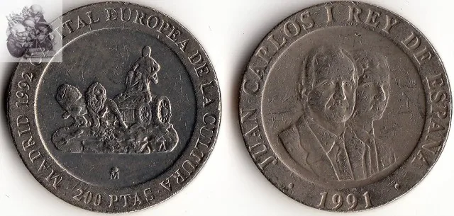 Spain 200 Ptae Commemorative Coins 1991 Old Edition Eu European Original Coin | Дом и сад