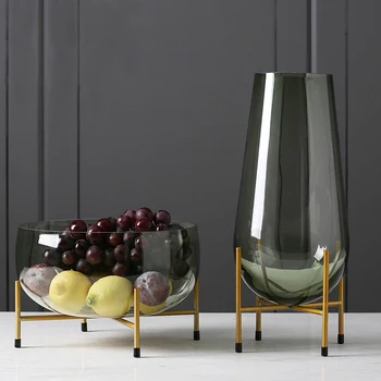 

Glass fruit plate dish vase modern minimalist home living room large fruit bowl plates decoration ornaments mx10221624