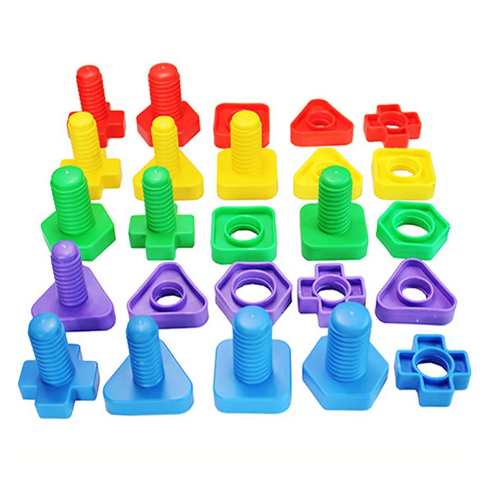 Дети 4 пары Джамбо гайки и болты модели комплект Монтессори винт вставить строительные блоки строительство кирпича формы Соответствующие игры игрушка