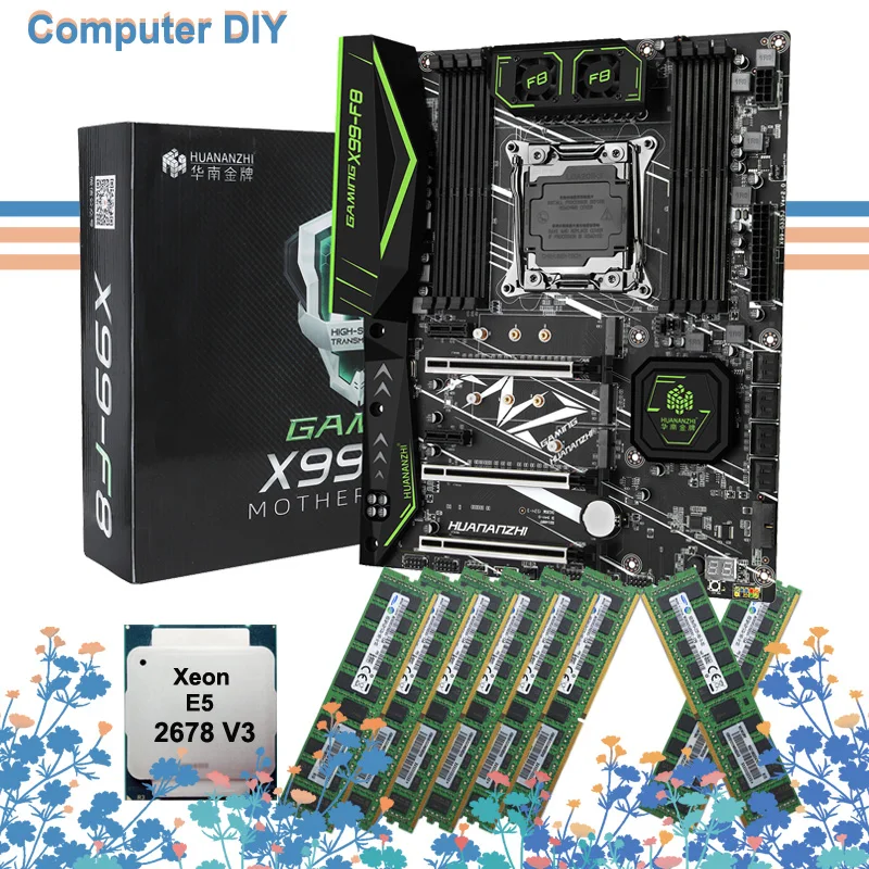 New arrival HUANANZHI X99F8 motherboard with dual M.2 slots M.2 WIFI