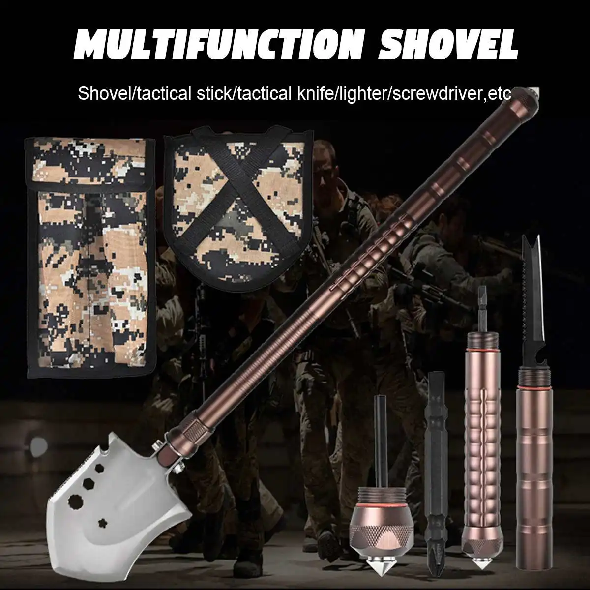 

Outdoor Multi-purpose Shovel Military Tactical Folding Shovel Camping Portable Survival Security Garden Tools