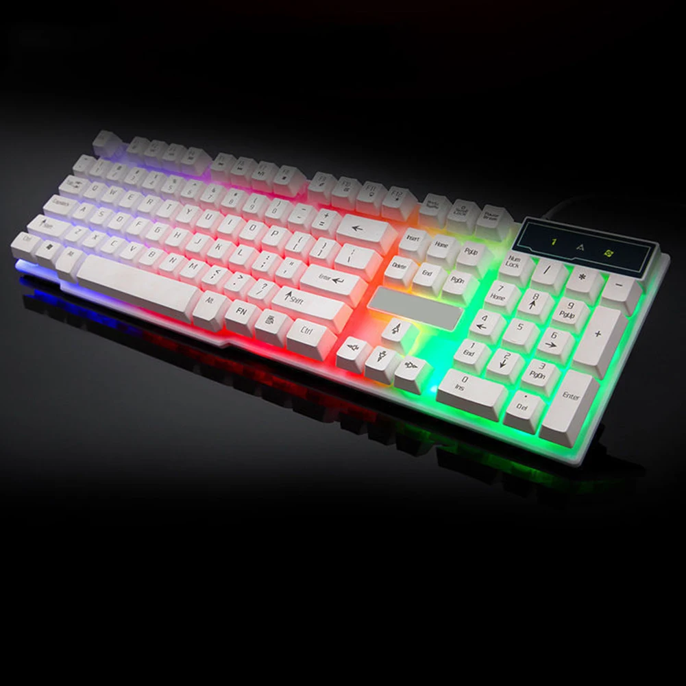 Лидер продаж 104 ключей Красочный светодиодный механическая клавиатура светодиодный подсветкой USB Проводная настольная игровая клавиатура
