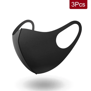 

3PCS Black Washable Mouth Mask Anti Air Dust and Smoke Pollution Mask with Elastic Earloop Mask Universal For Adult Men Women