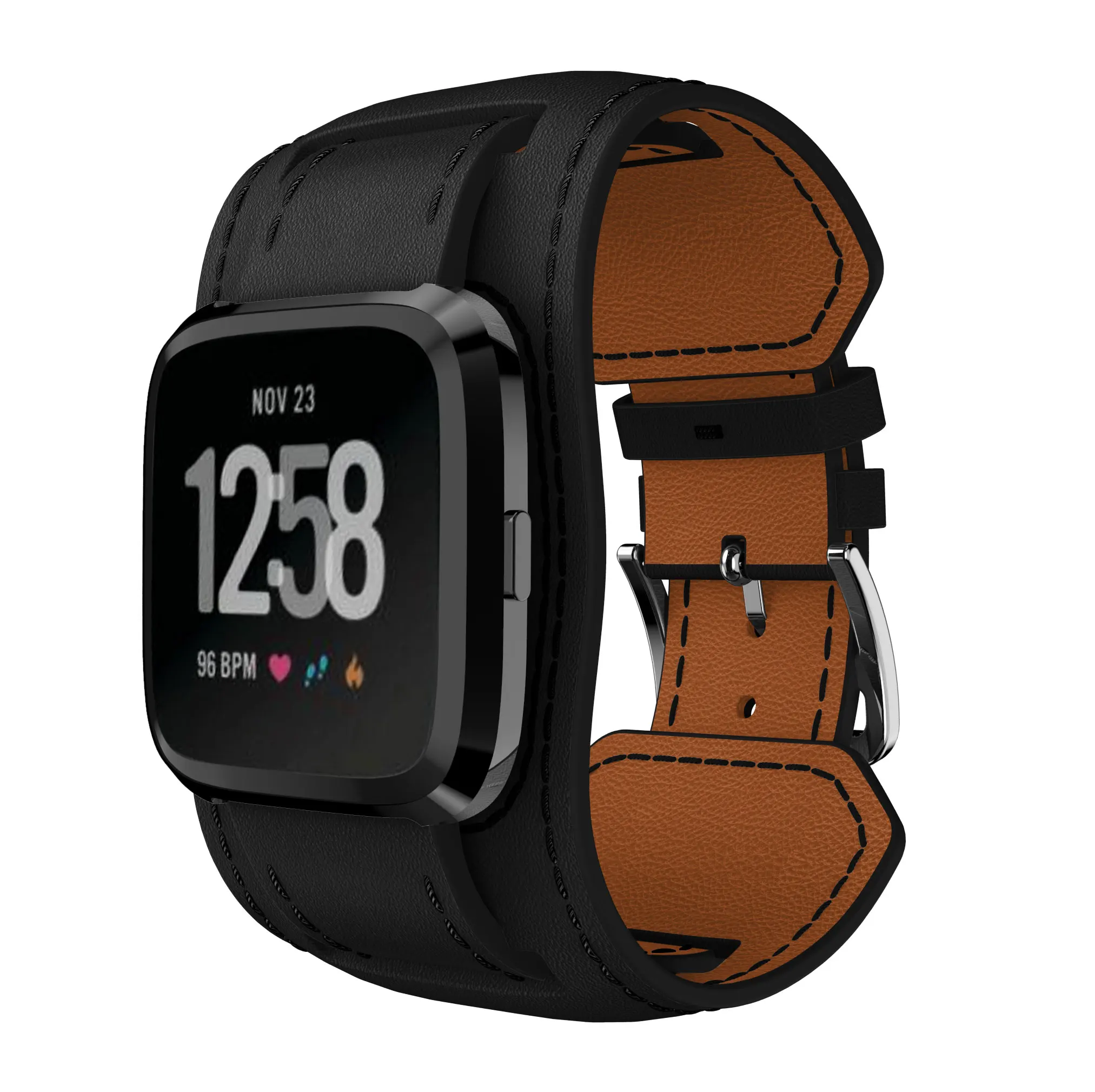 

Yayuu Smart watch Genuine Leather Bracers band Replace wristStrap business Watchbands Bracelet For Fitbit Blzae/Versa 1/2 Strap