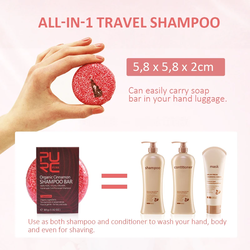 PURC Original Hair Cinnamon Shampoo Bar Smoothing Hair Soap Hair Care 5