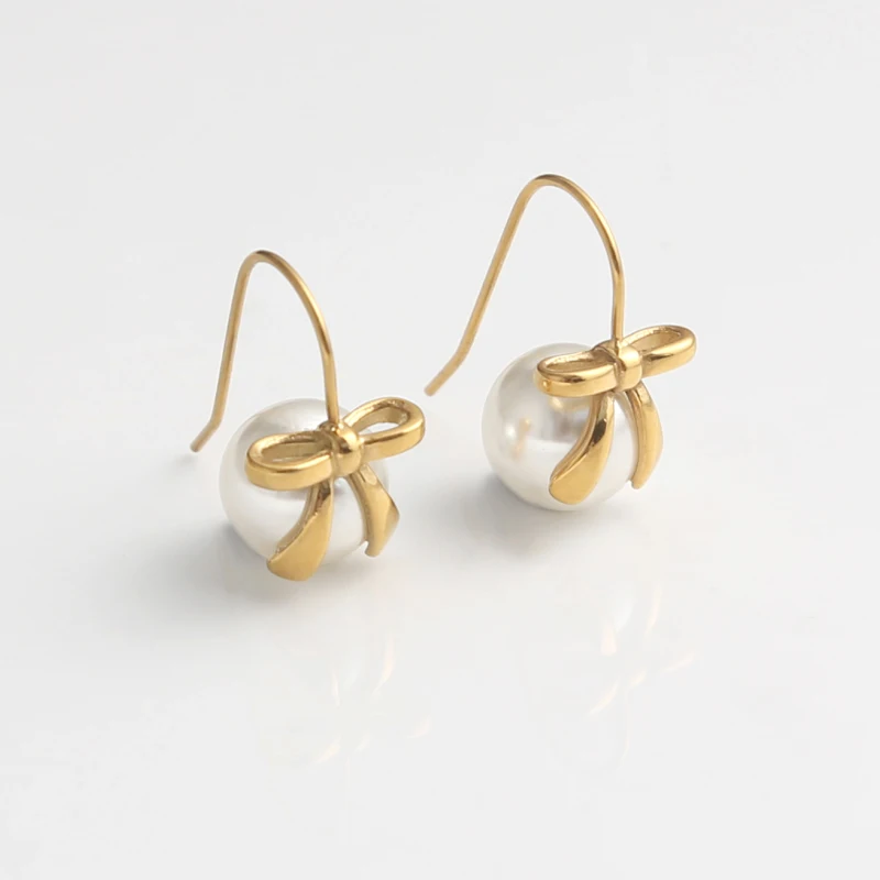 Earrings Stainless Steel Pearls Gold Plated Pearl Earrings Drop