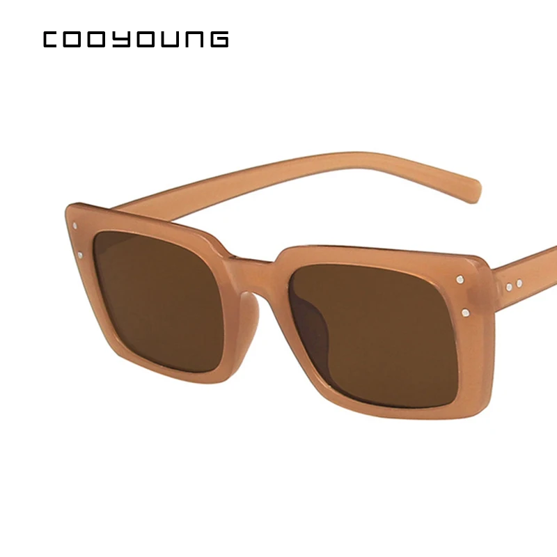 COOYOUNG Fashion Rectangle Women Sunglasses Trendy Shades For Ladies Square Sun Glasses Female UV400 2021 New Style