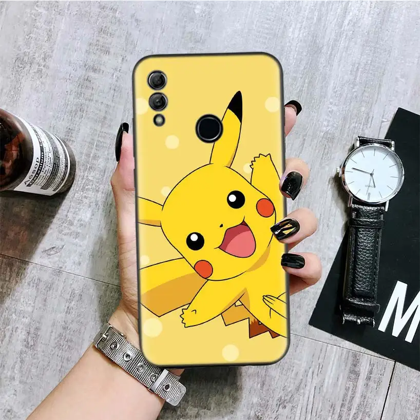 Пикачу карманные монстры черная крышка чехол для телефона для huawei Y9 Y5 Y6 Y7 Honor 10 9 Lite 9X8X8 S 8A фотоаппаратов моментальной печати 7S 7A 10i 20i V20 Coque