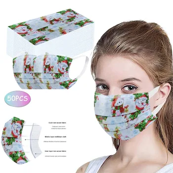 

50pcs Mask Unisex Christmas Disposable Face Masks 3 Layer Dustproof Masks Fabric Meltblown Mask Filtro Mascarilla Pm25 #YL5