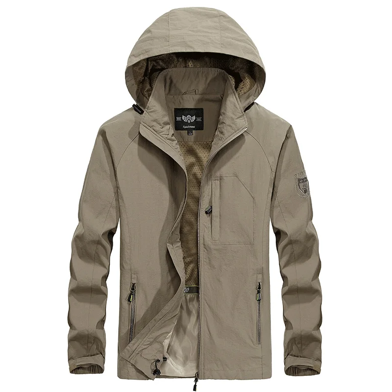 

Autumn Men's Waterproof Military Jacket Spring Hiking Windbreaker Jackets Men Breathable Hooded Outdoor Thin Coats Plus Size 6XL