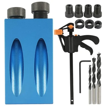

15Pcs 15 degree Woodworking Guide Positioner Kit Oblique Hole Locator Positioner Drilling Bits Jig Clamp Woodworking Kit