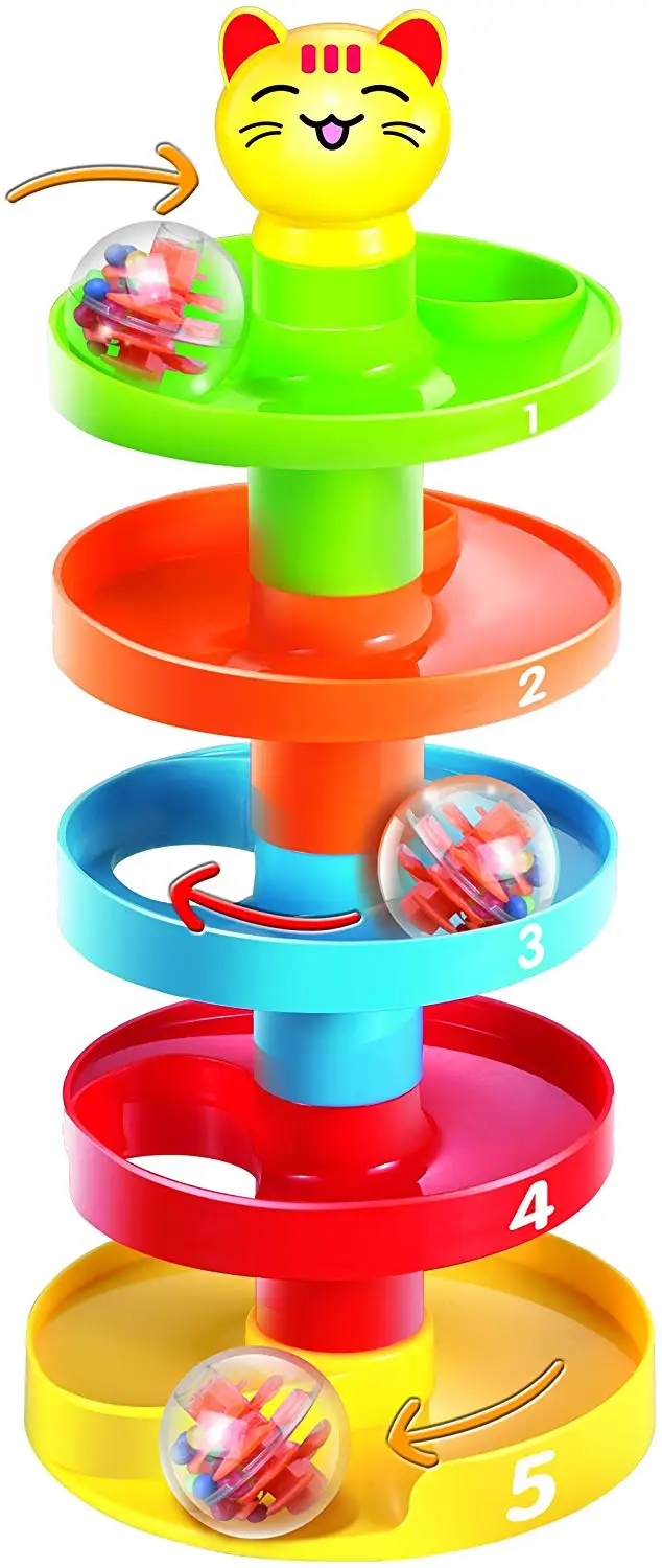 

Five layer ball rolling turret, educational toys pile rolling ramp toy set