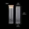 12pcs 50ml 30*100mm Clear Glass Bottles Jar Vials with Bamboo Lids Spice Pill Container for Wedding Favors 2