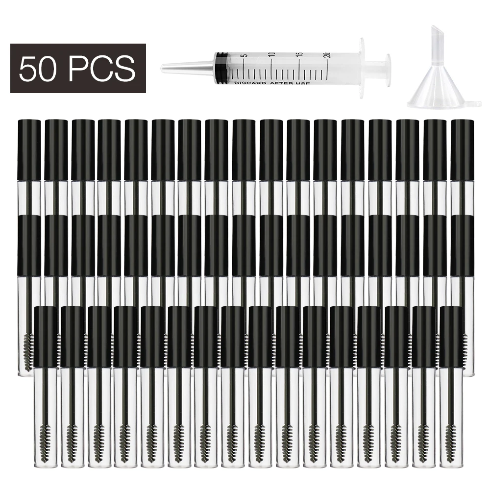 10ml Black Empty Mascara Tube With Eyelash Bottles Cosmetic Container Bottle Eyelash Refillable Mascara Makeup Container