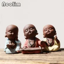 Исин фиолетовая глина маленький монах чай для домашних животных играть ручной работы керамическая статуя Будды Ремесла товары для дома украшения сада подарок