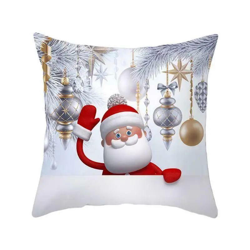 Рождественский напечатанный Чехол для подушки, чехол для подушки, хлопок, бархат, рождественские украшения для домашнего дивана, Navidad, вечерние принадлежности для декора 45*45 см