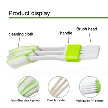 

2In1 Green Car Air-conditioner Outlet Dirt Duster Cleaner Brush Car Air Conditioning Vent Blinds Cleaning Brush Car Accessories