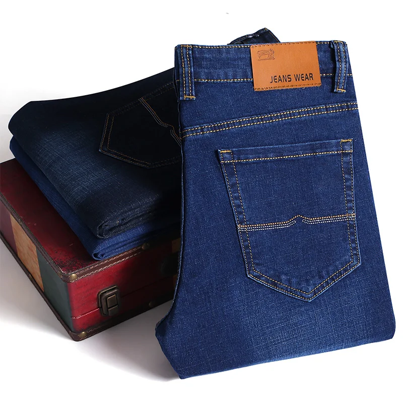 Brand 2019 New Men's Fashion Jeans Business Casual Stretch Slim Jeans Classic Trousers Denim Pants Male Black Blue