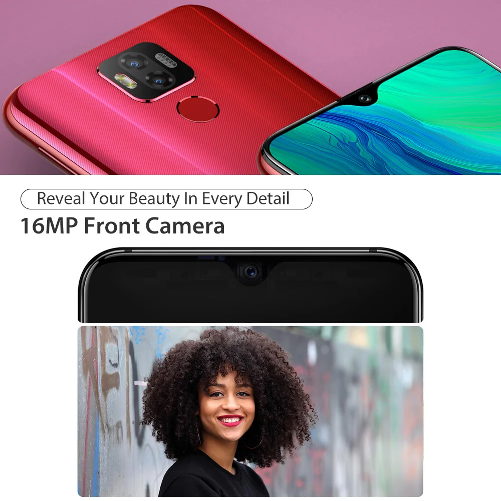 Смартфон Ulefone power 6, 4 ГБ, 64 ГБ, Android 9,0, 6350 мАч, 6,3 дюймов, FHD+ 16 Мп+ 16 МП, Helio P35, четыре ядра, NFC, Face ID, 4G