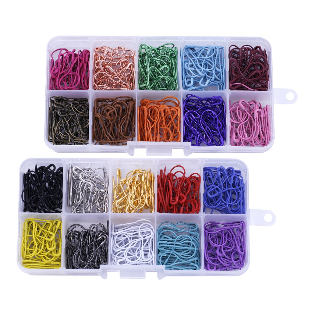 600 Pieces Assorted Bulb Safety Pins Calabash Pear Shaped Knitting Stitch Markers with Storage Box | Дом и сад