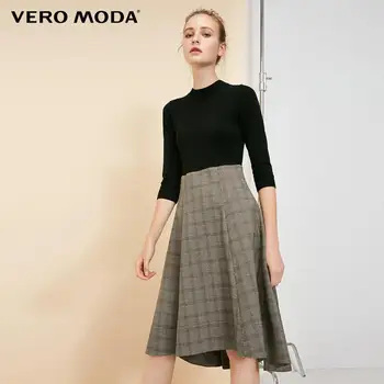

Vero Moda Women's Plaid Splice Round Neckline 3/4 Sleeves Dress | 31917C504