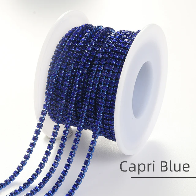 XiChuan 1 Yard 10 Colors Claw Rhinestone SS6 SS8 Crystal Tassel Diy Clothes Earring Accessories Beads Diamond Rhinestone Chain Capri blue