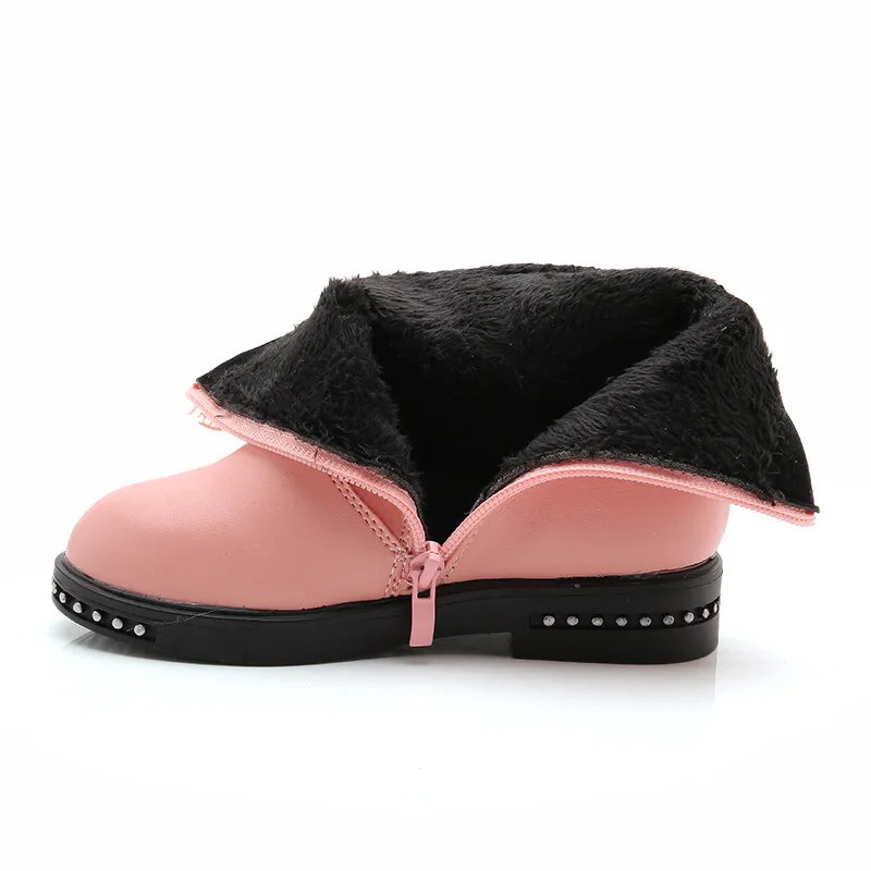 2020 Winter new PU Leather Kids Martin Boots Lace Trim Girl Snow Boot for Children EU size 27-37