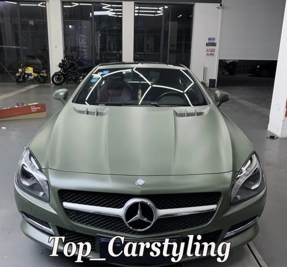 super matte army green vinyl car wrap film foil stickers sheets  (4)