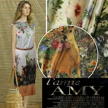 Tecidos Tissus блокбастер шелковая ткань цифровая печать картин Qipao платье цветок бледно-палевый ткани