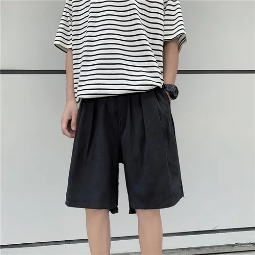 Men Shorts Drawstring Bodybuilding Baggy Wide Leg Summer Solid Male Ins Japanese Style Chic Leisure Trendy All-match Harajuku mens casual summer shorts Casual Shorts