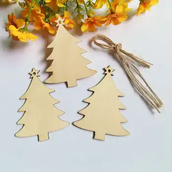 

5Pcs/lot 86*64mm Christmas tree penda unfinished Engraving Christmas Tree Shaped Wood Buttons Card DIY Decoration Crafts