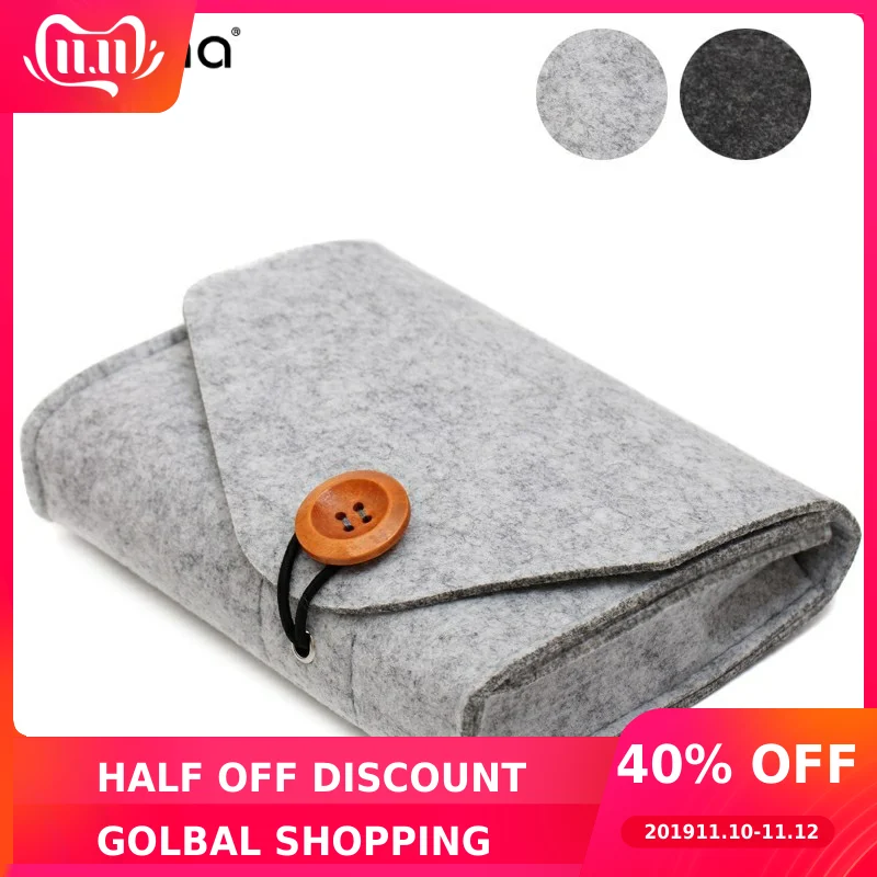 

Mini Felt Storage Pouch Bag Case for Accessory Earphone SD Card Power Bank Data Cable Travel Organizer Key Coin Package