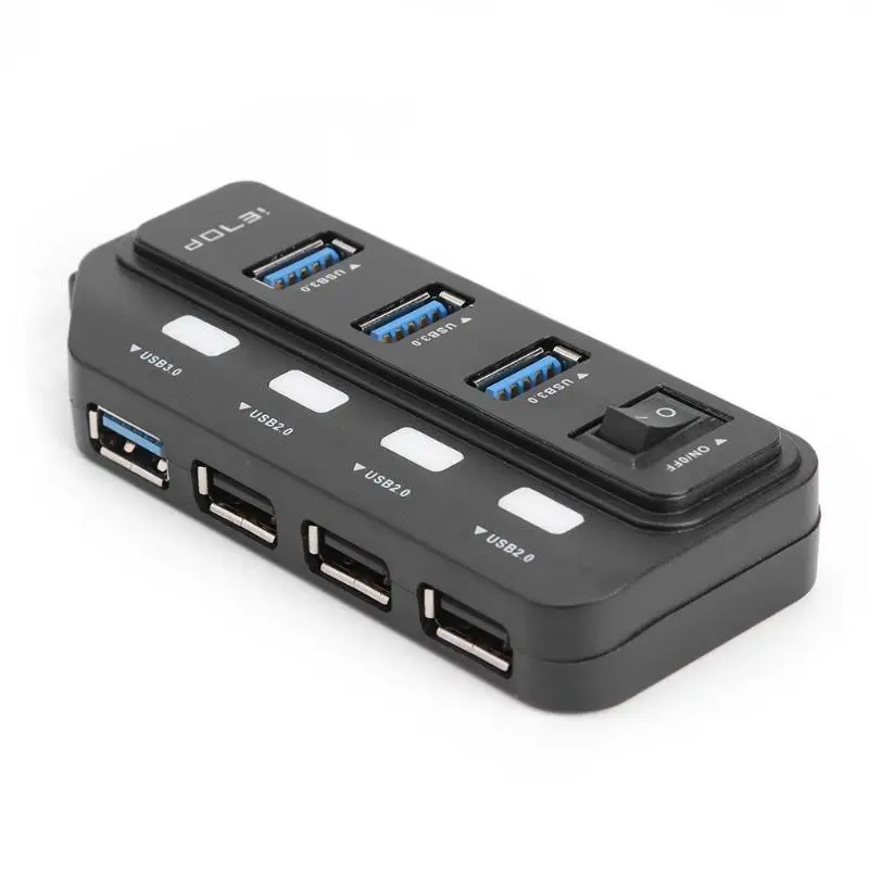 7 портов USB 3,0/USB 3,1 концентратор сплиттер с DC3.5 мм Порт питания тумблер легкость порт способность удобный Перевозчик