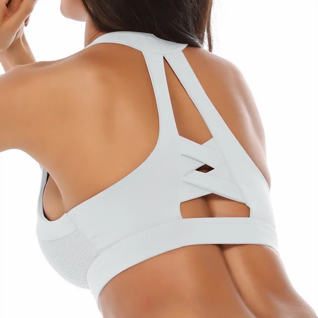 VERTVIE Sujetador deportivo para Yoga ropa interior acolchada sin aros camiseta cruzada con espalda cruzada