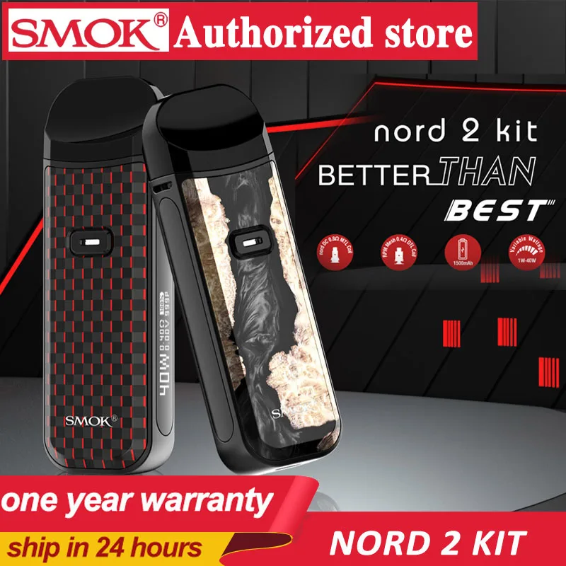 SMOK новый Nord 2 Vape Pod Комплект 1500 мАч батарея 40 Вт электронная сигарета 4 5 мл картридж
