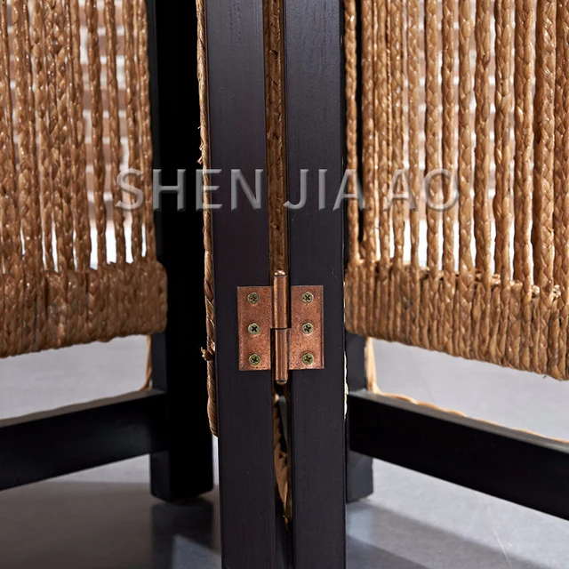 Rattan Képernyő Nappali Iroda Négy Húzó Bútor Beltéri Partíció Bútorok Kézzel Szőtt Összecsukható - Image 3