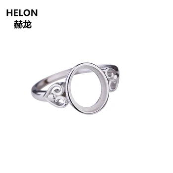 

925 Sterling Silver Women Engagment Wedding Ring 8x10mm Oval Cabochon Semi Mount Ring fit Amber Agate Opal Setting Adjustable