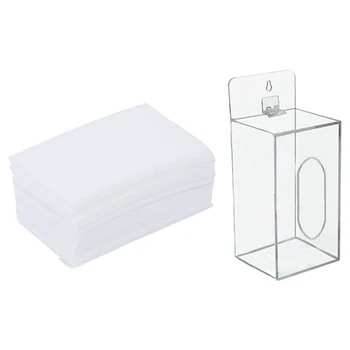 

900Pcs Nail Art Manicure Polish Remover Clean Wipes & 1 Pcs Wall-Mounted Transparent Cut Out Storage Box