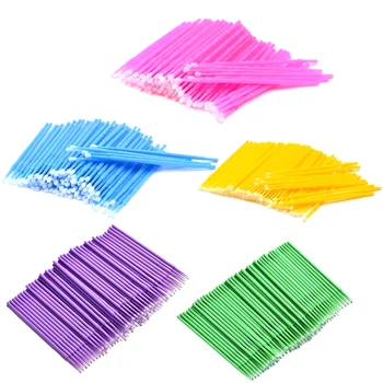 

100 Pcs/Pack Micro Brush Disposable Microbrush Applicators Eyelash Extensions Remove False Eyelashes Cotton Swab