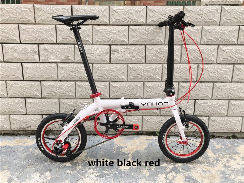 white black red YNHON складной велосипед детский велосипед 14 дюймов одна скорость 16 дюймов три скорости мини тюнинг - Цвет: white black red