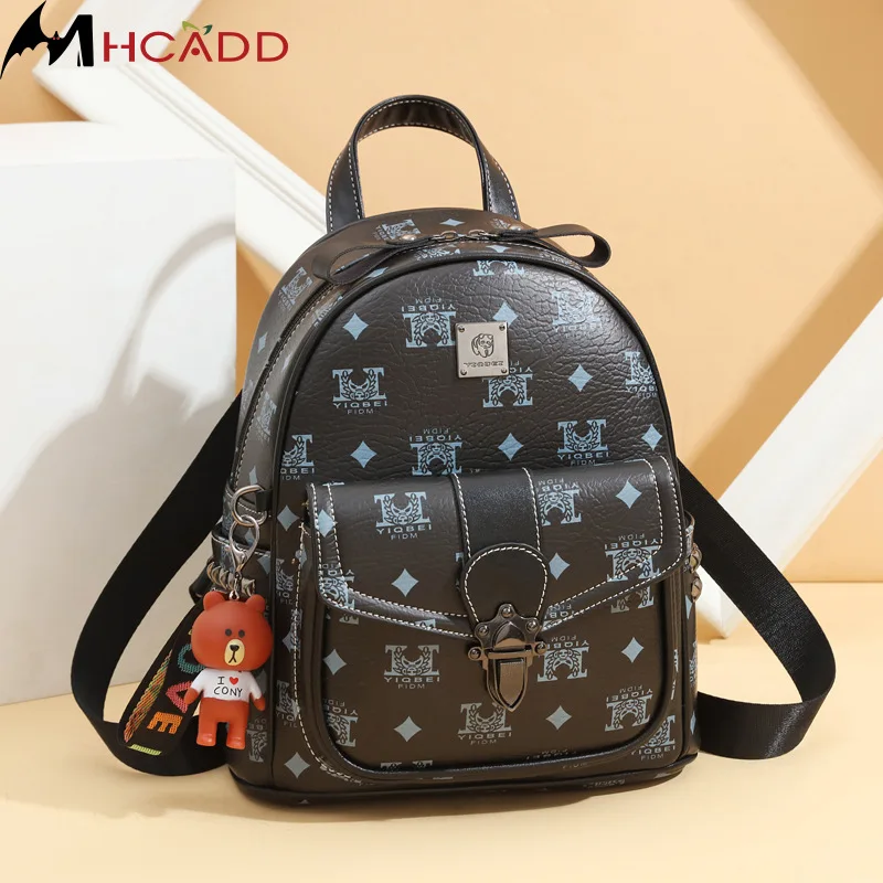 Classic Printing Backpack New PU Leather Designer Backpack Travel Rucksack  Luxury Designer Vintage Backpack Quality Women Bags