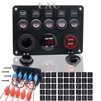 

Breaker Toggle Switch Panel Voltmeter Replacement Accessories Car 5 Gang