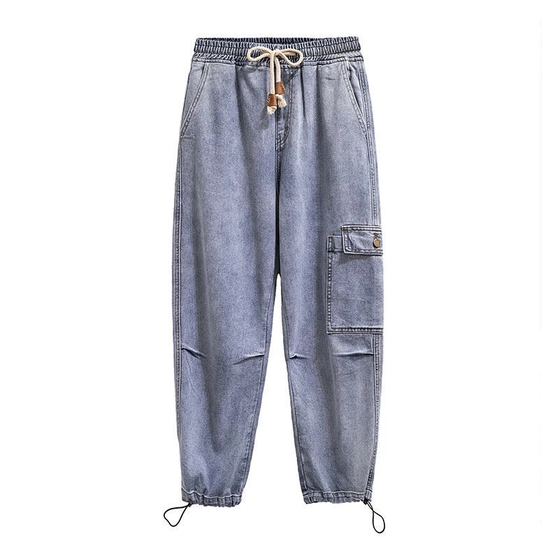 Women Jeans Plus Size Drawstring Cotton Soft Loose 2020 New Mom Denim Ankle-length Harem Pants Women Jeans Plus Size Drawstring Cotton Soft Loose 2020 New Mom Denim Ankle-length Harem Pants