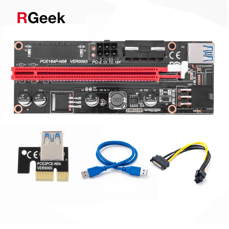 Adapter-Card Riser PCI-E VER009 009S 8x16x-Extender Sata 15pin Usb-3.0 Express 1x4x Cabo