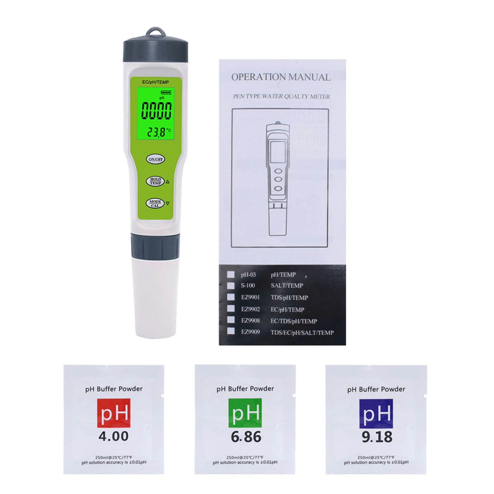 PH Meter 4 in 1 Digital PH Tester Pen with PH EC Temperature