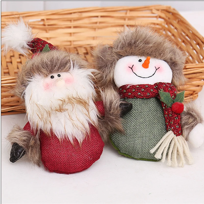 Two Patterns Hot Selling Cute Santa Claus Snowman Shaped Doll ChristmasFestival Gift Doll Christmas Tree Hanging Ornament